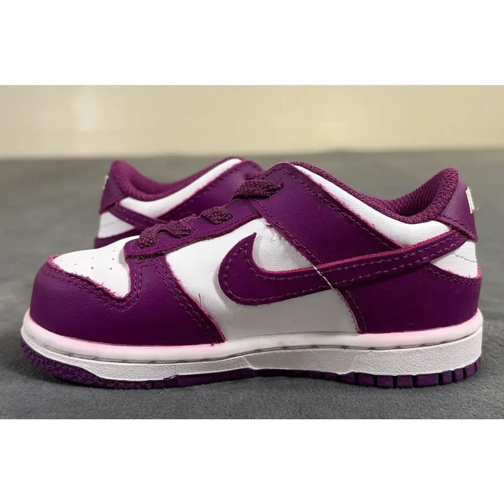 Nike Dunk Low White/Viotech-White - size 8C Toddler FB9107-110 Bnfts Charity